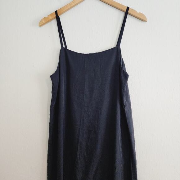 Everlane The Satin Square Neck Slip Dress 6 Black NWT Naia Acetate Midi 90s New - Picture 5 of 12